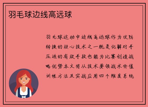 羽毛球边线高远球